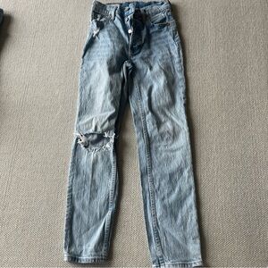 Gap cheeky straight high rise Distressed Light Blue Jeans
